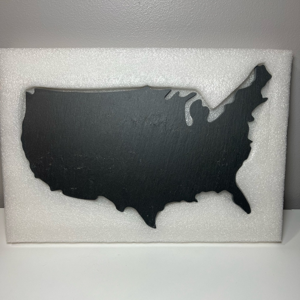 Slate charcuterie / serving board shaped like the United States of America